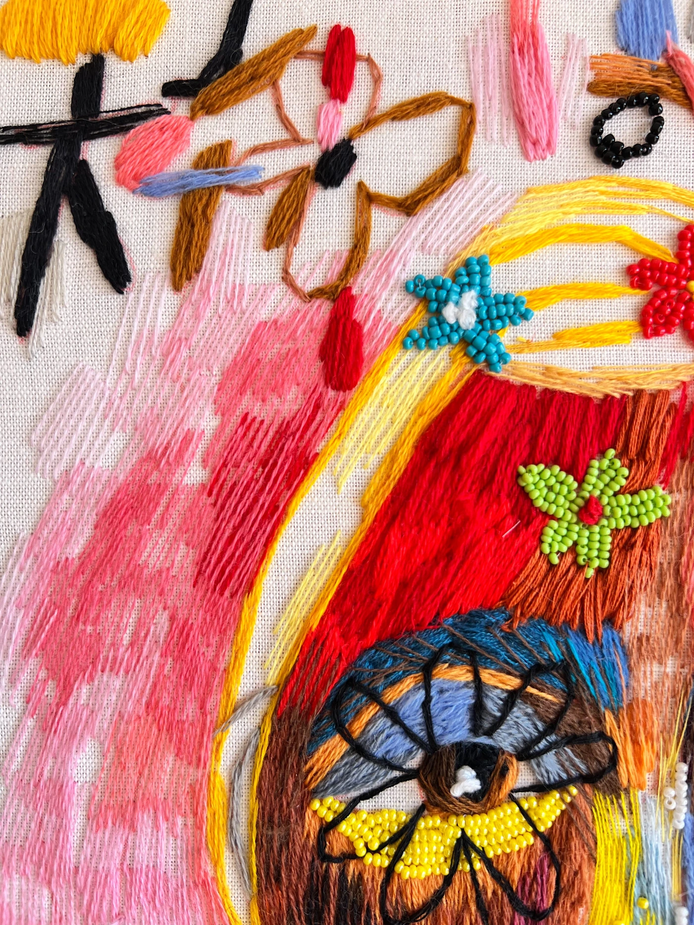 Girl in a sweater with flowers