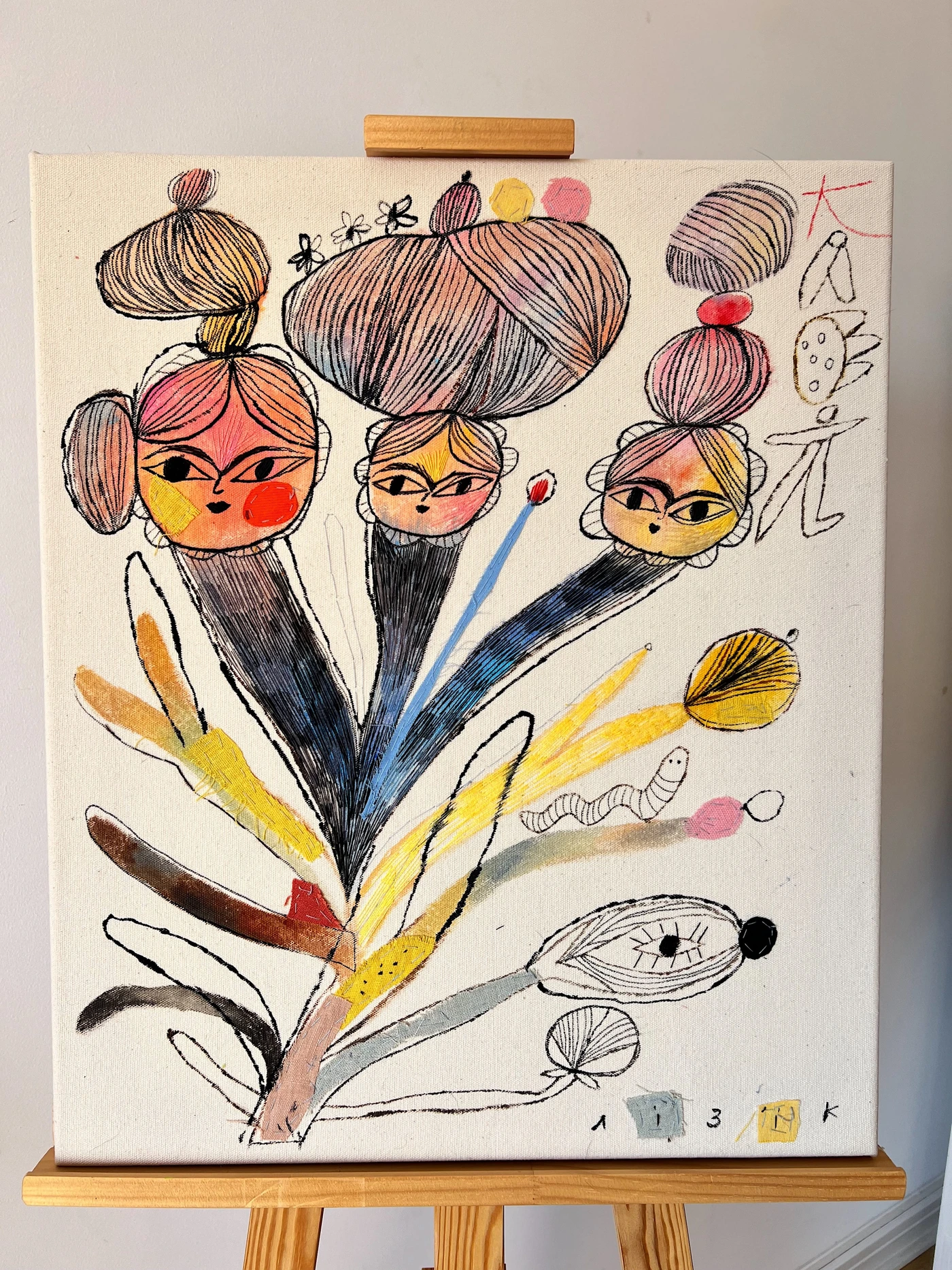 Three reincarnations of Frida Kahlo: flower